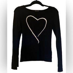 Express Black Long Sleeve Heart Sweater